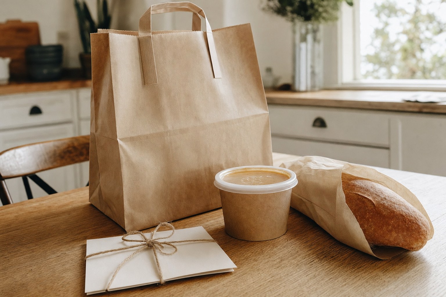 A practical food drop-off and handwritten note prepared for a new parent
