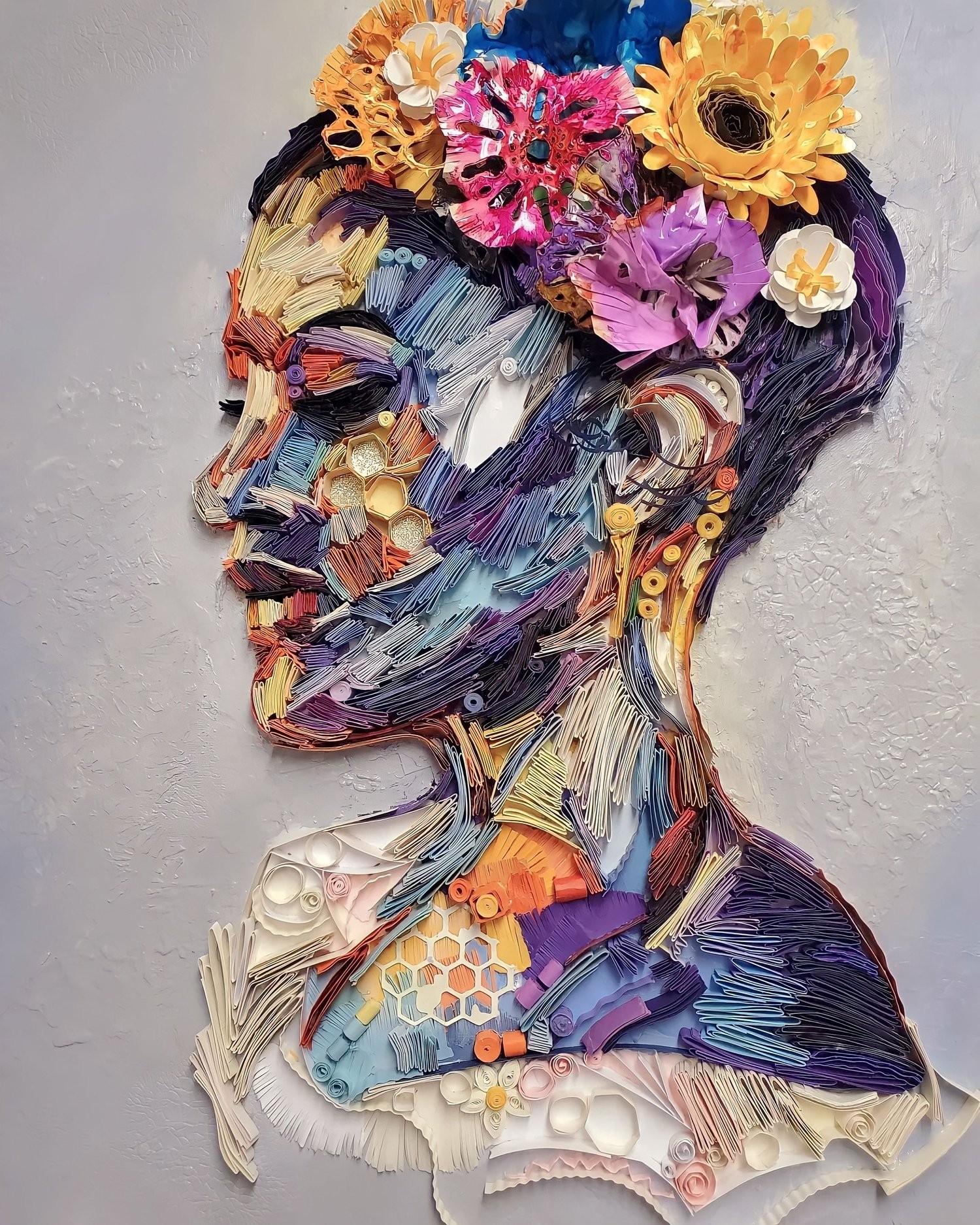 Floral Harmony, paper portrait by Kairee Cardoso