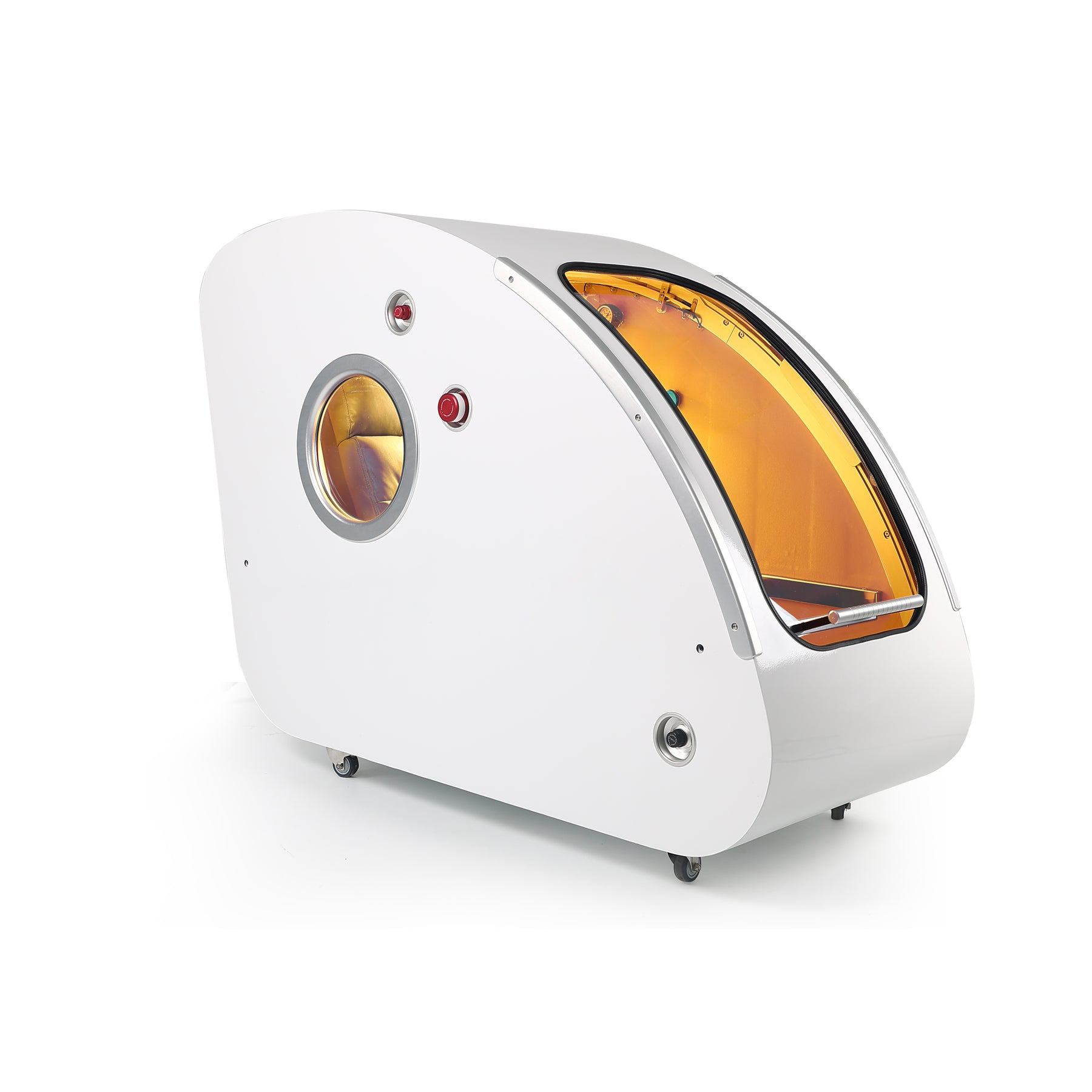 Hard-shell hyperbaric chamber in a quiet prepared room