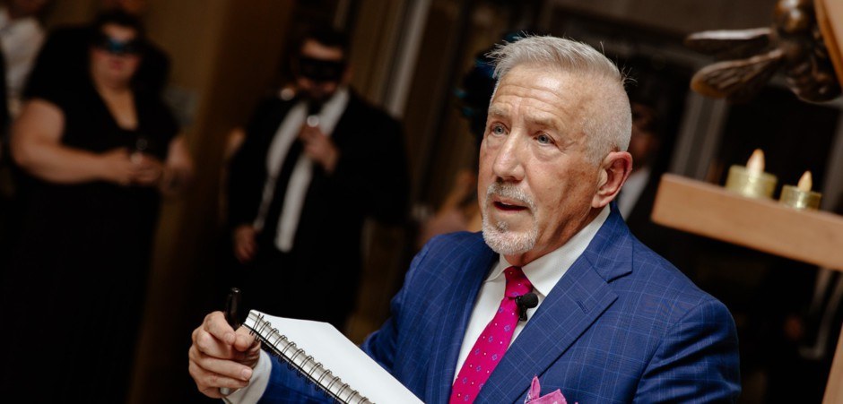 boB performing mentalism with guests at an event