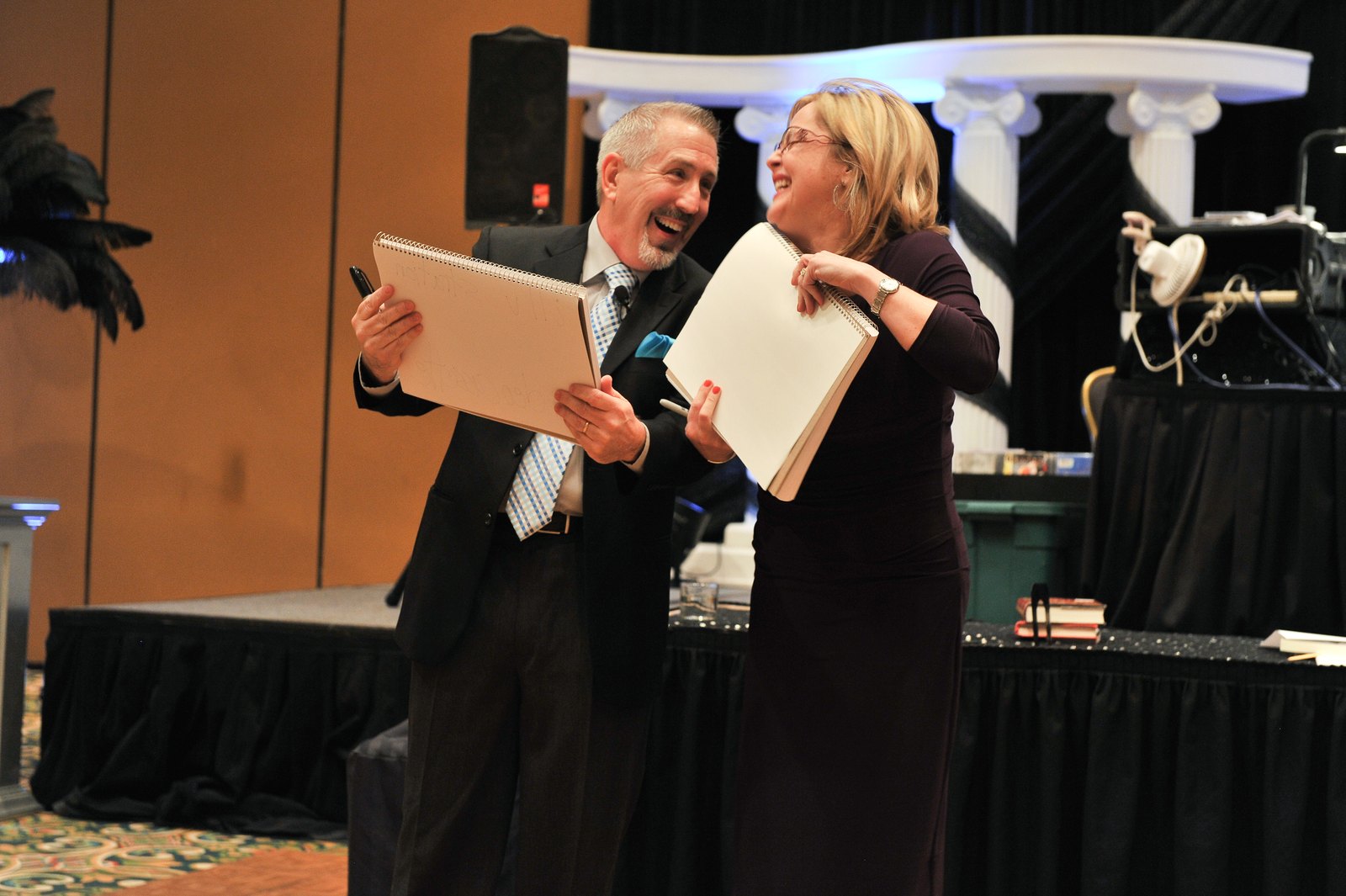boB sharing a keynote mentalism moment with a guest on stage