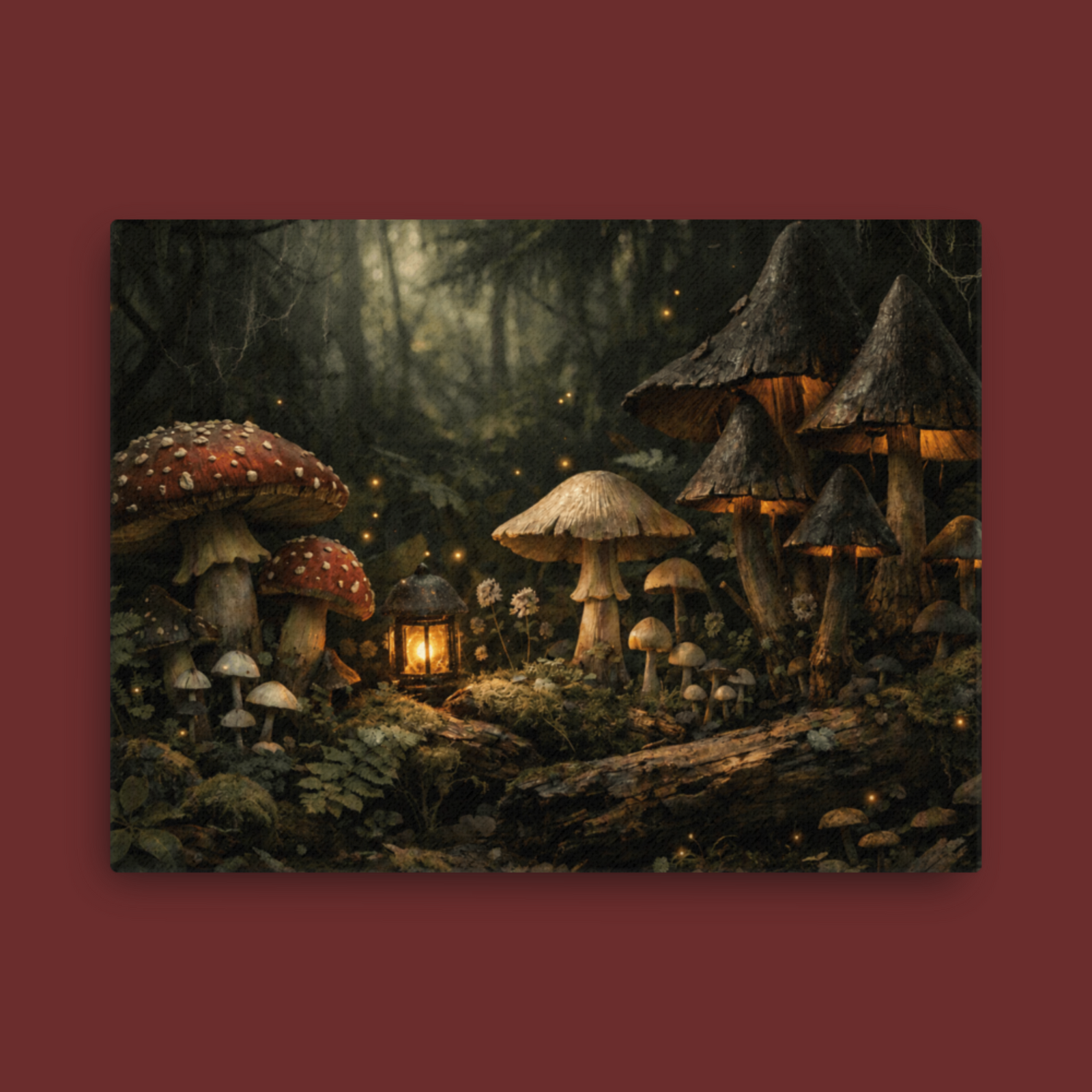 Enchanted Lantern Forest canvas shown in a room setting