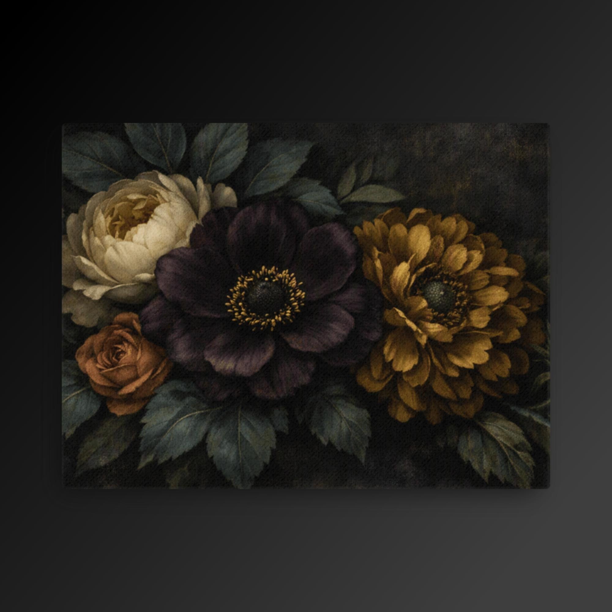 Velvet Noir Florals canvas art