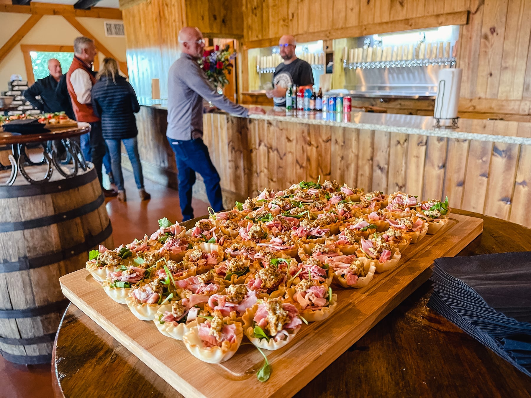 Seasonal catered appetizers prepared for a Stable Craft event