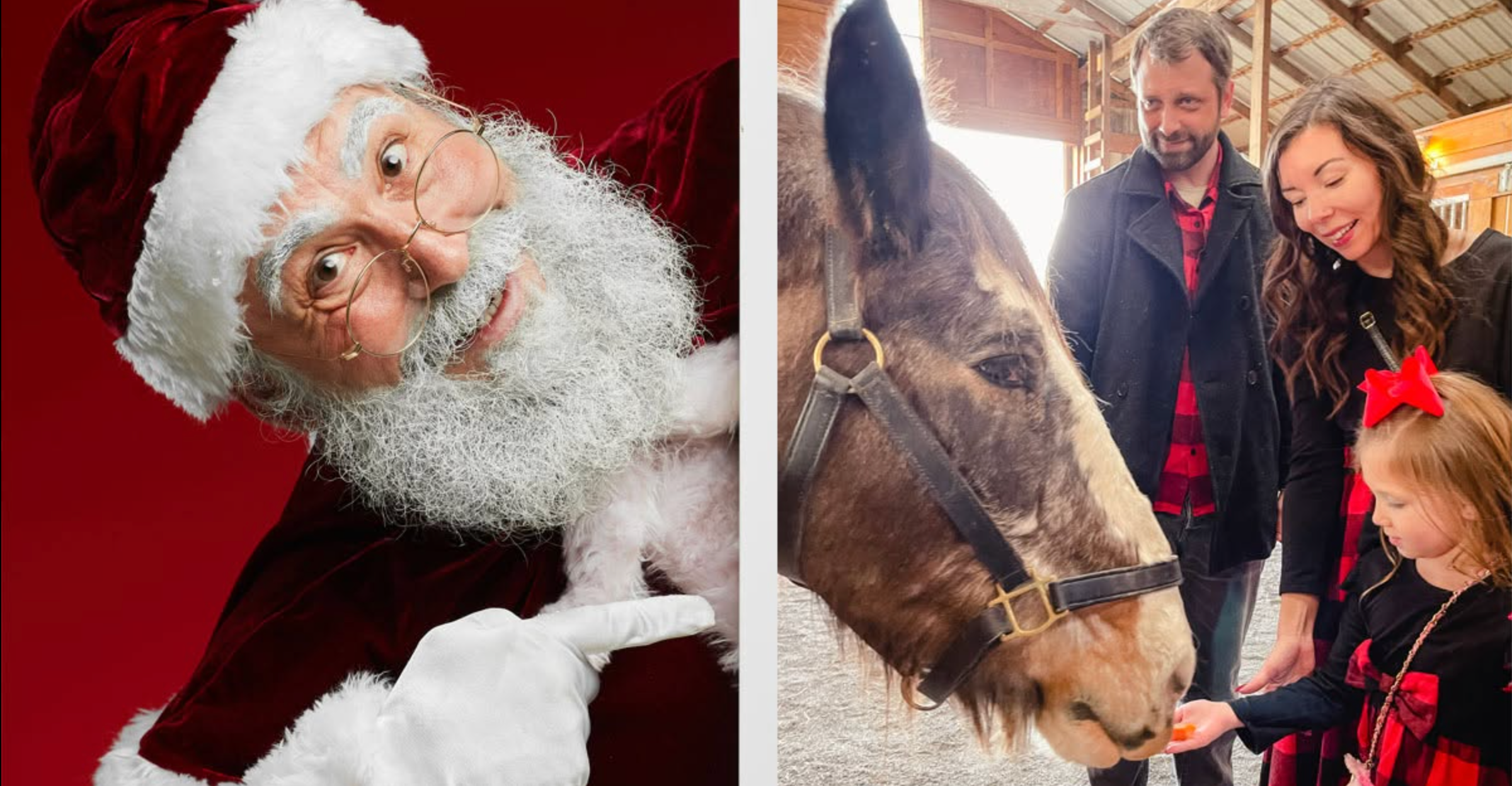 Santa and a pony at Santa in the Stables