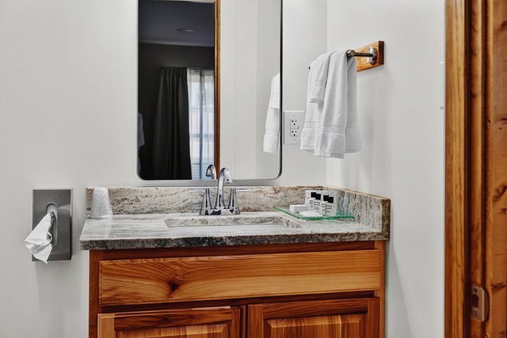 Blackrock Vista · Loft 201: Bathroom vanity and mirror