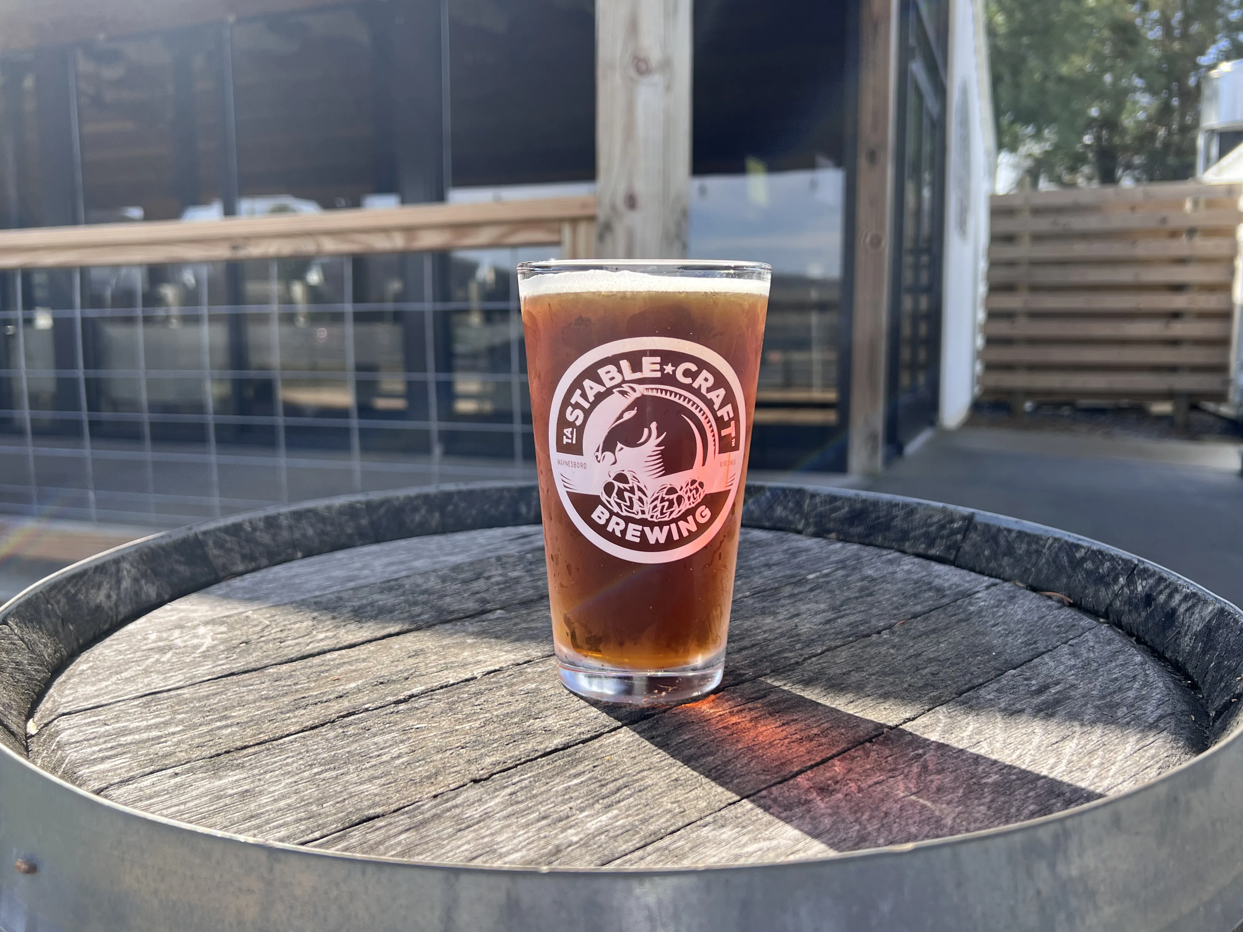Freshly poured Stable Craft beer in the taproom