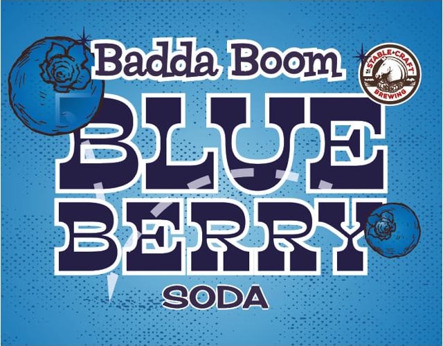 Badda Boom Blueberry Soda label artwork