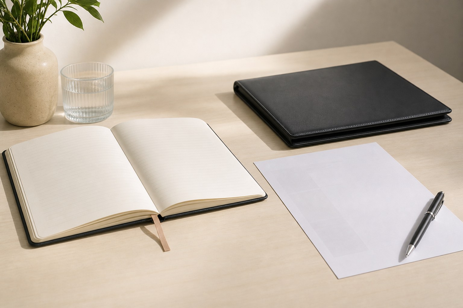 Notebook, resume, and portfolio prepared for a recruiter conversation