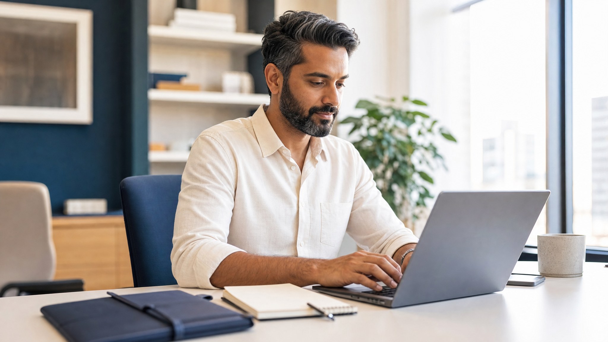 Professional drafting a thoughtful follow-up message after a recruiter conversation