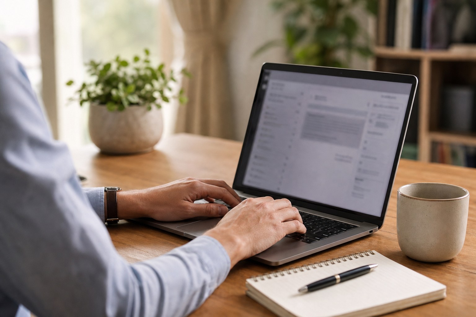 Professional writing a concise follow-up message after a recruiter conversation