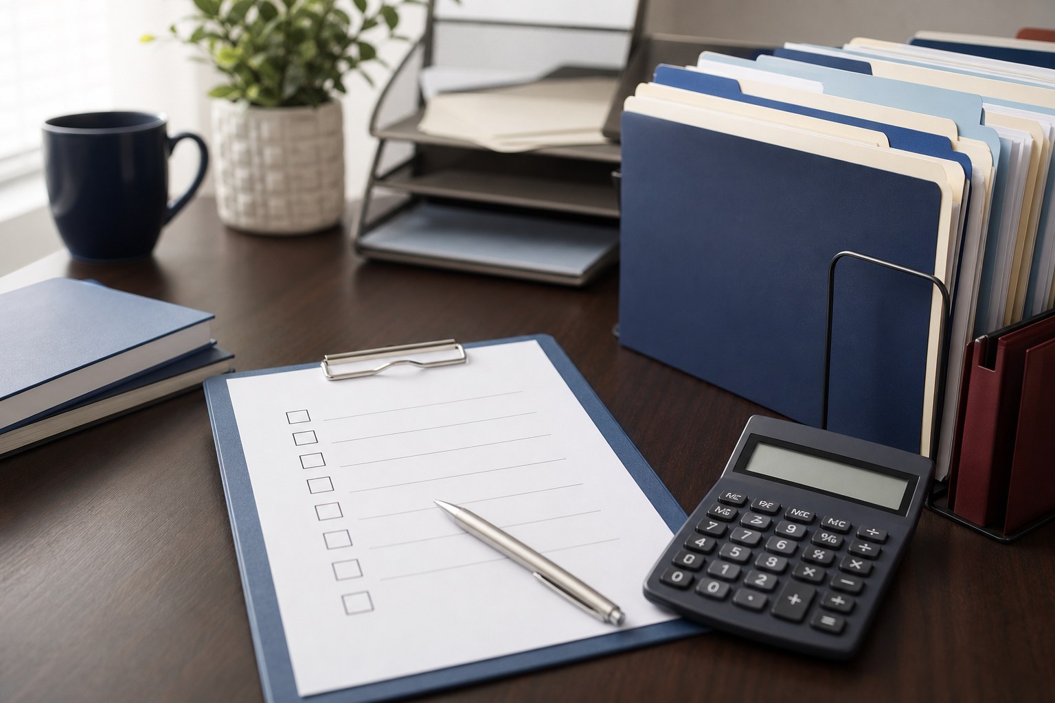 Organized billing checklist and claim files ready for review