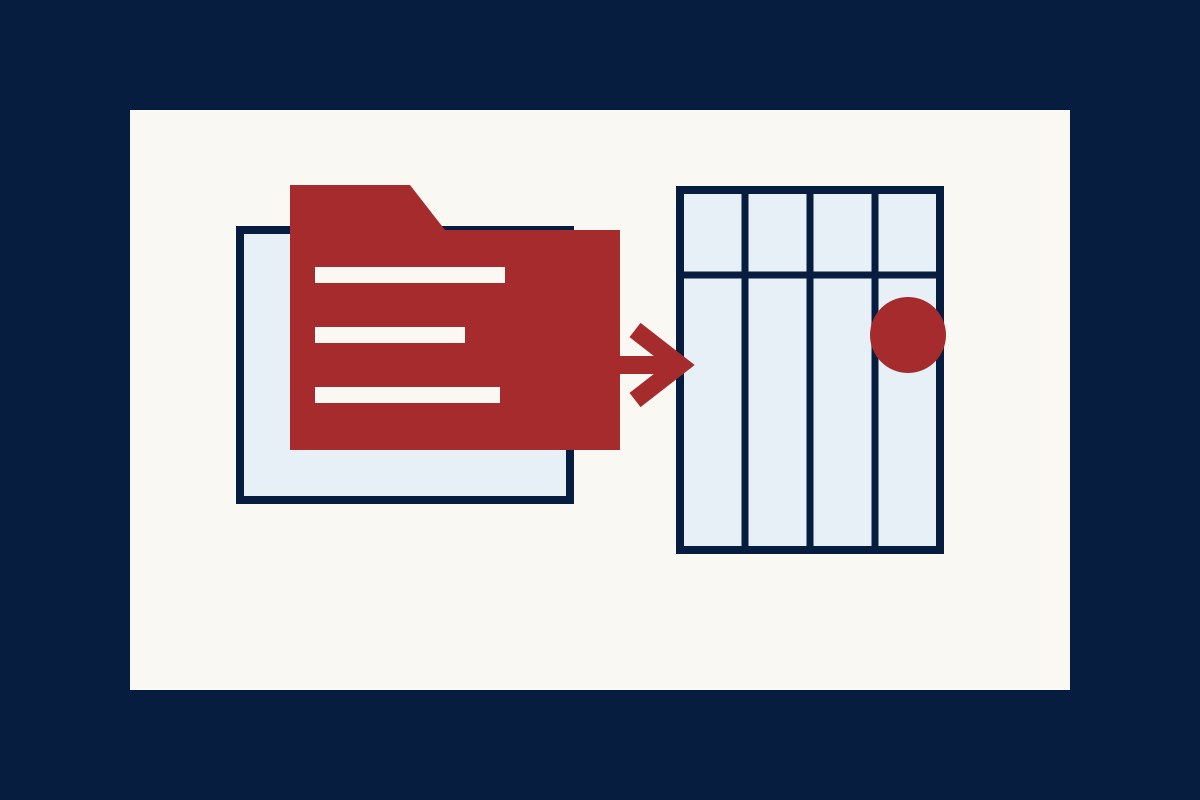 Illustration of a claim folder connected to a practical follow-up calendar