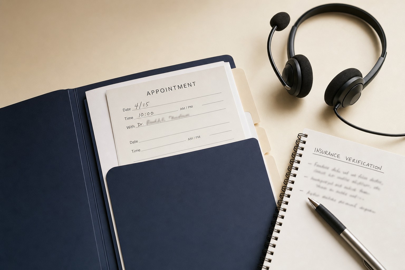 Appointment folder and insurance verification notes