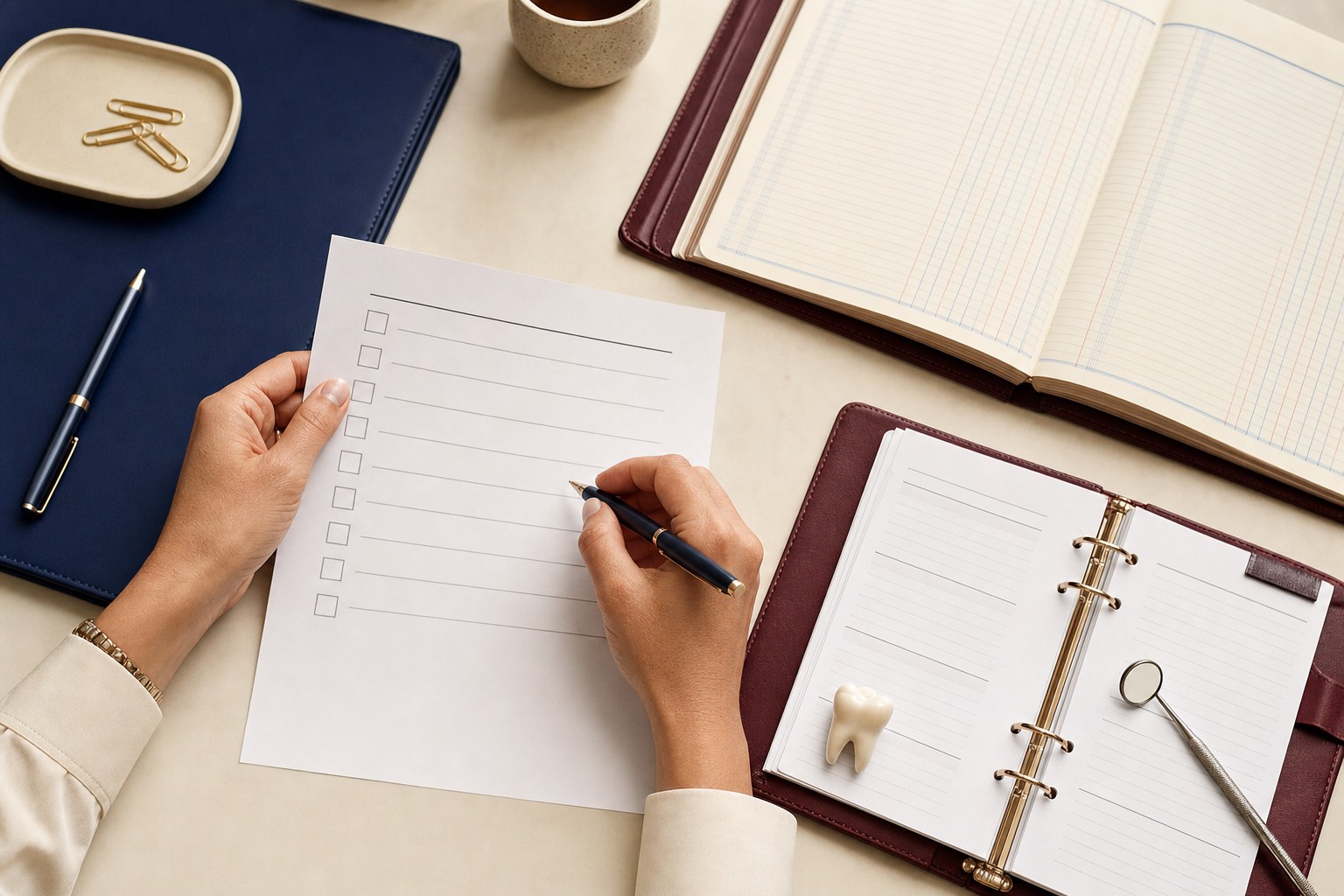 Dental billing checklist and office ledger