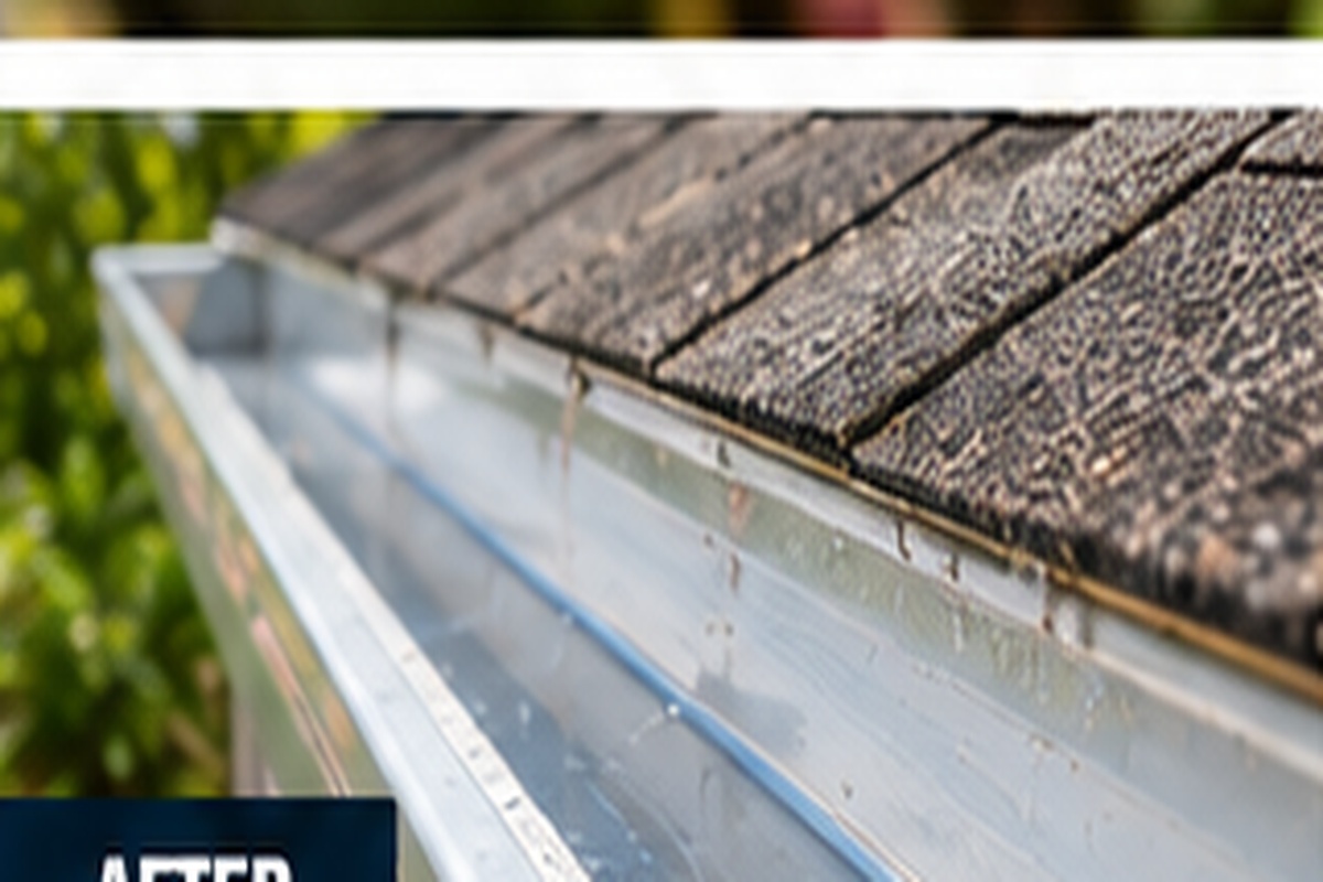Gutter cleaning before and after, after