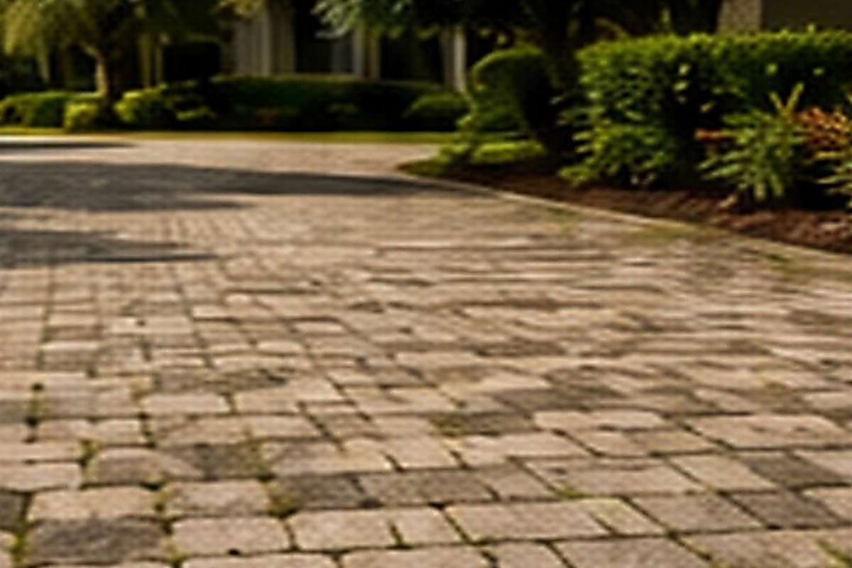 Paver cleaning and sealing before and after, before