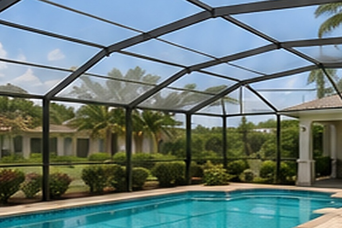 Pool enclosure cleaning before and after, after