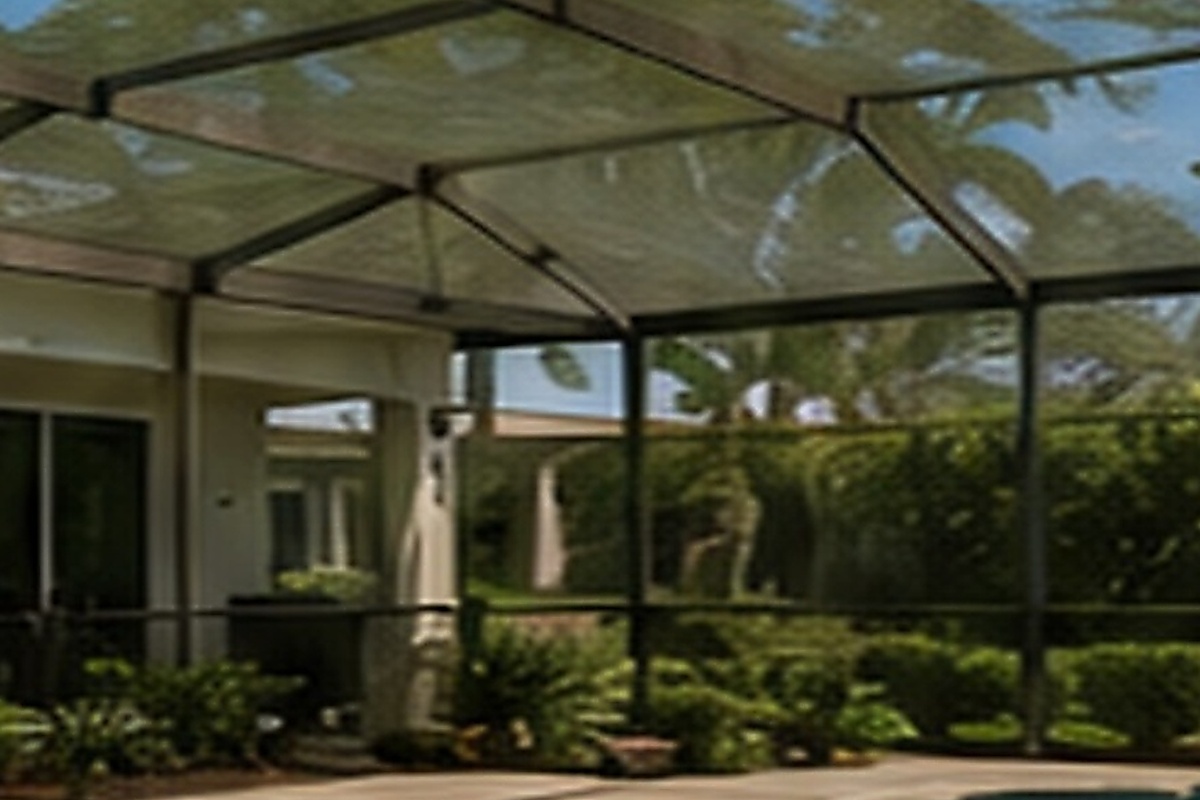 Pool enclosure cleaning before and after, before