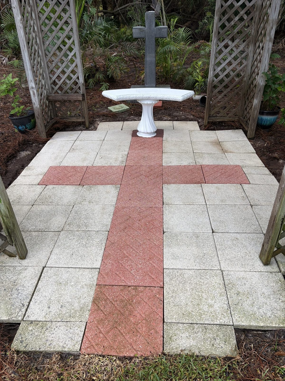 Church garden paving cleaning in Melbourne, after the work by Roof 2 Curb