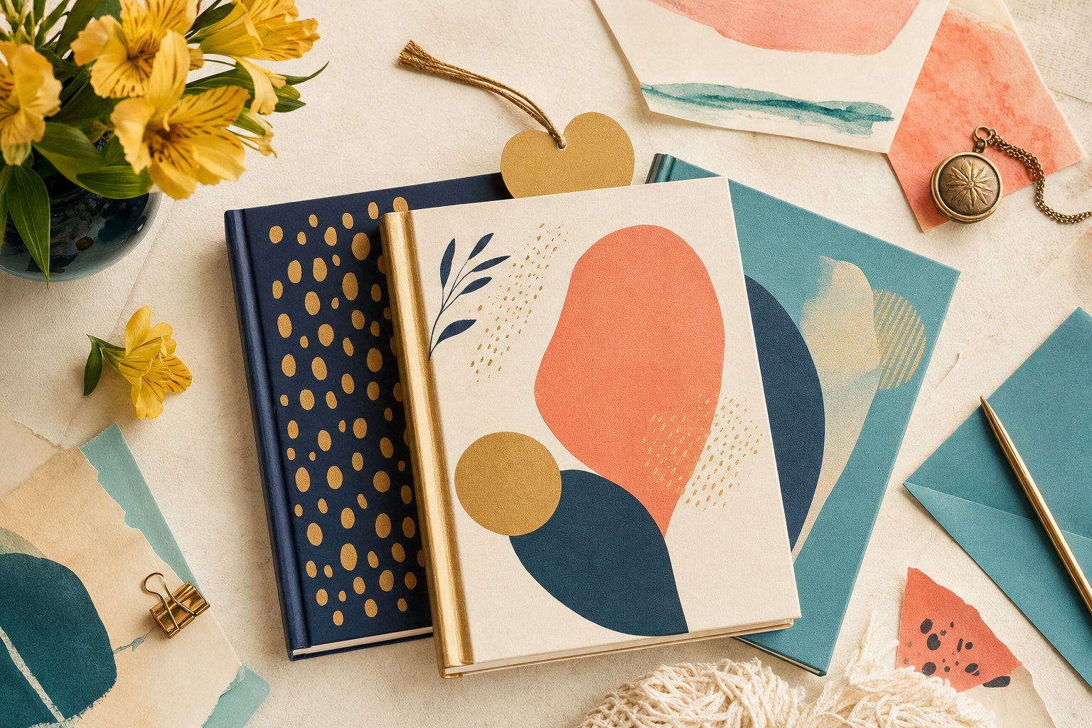 Books, flowers, and notes gathered for reflection