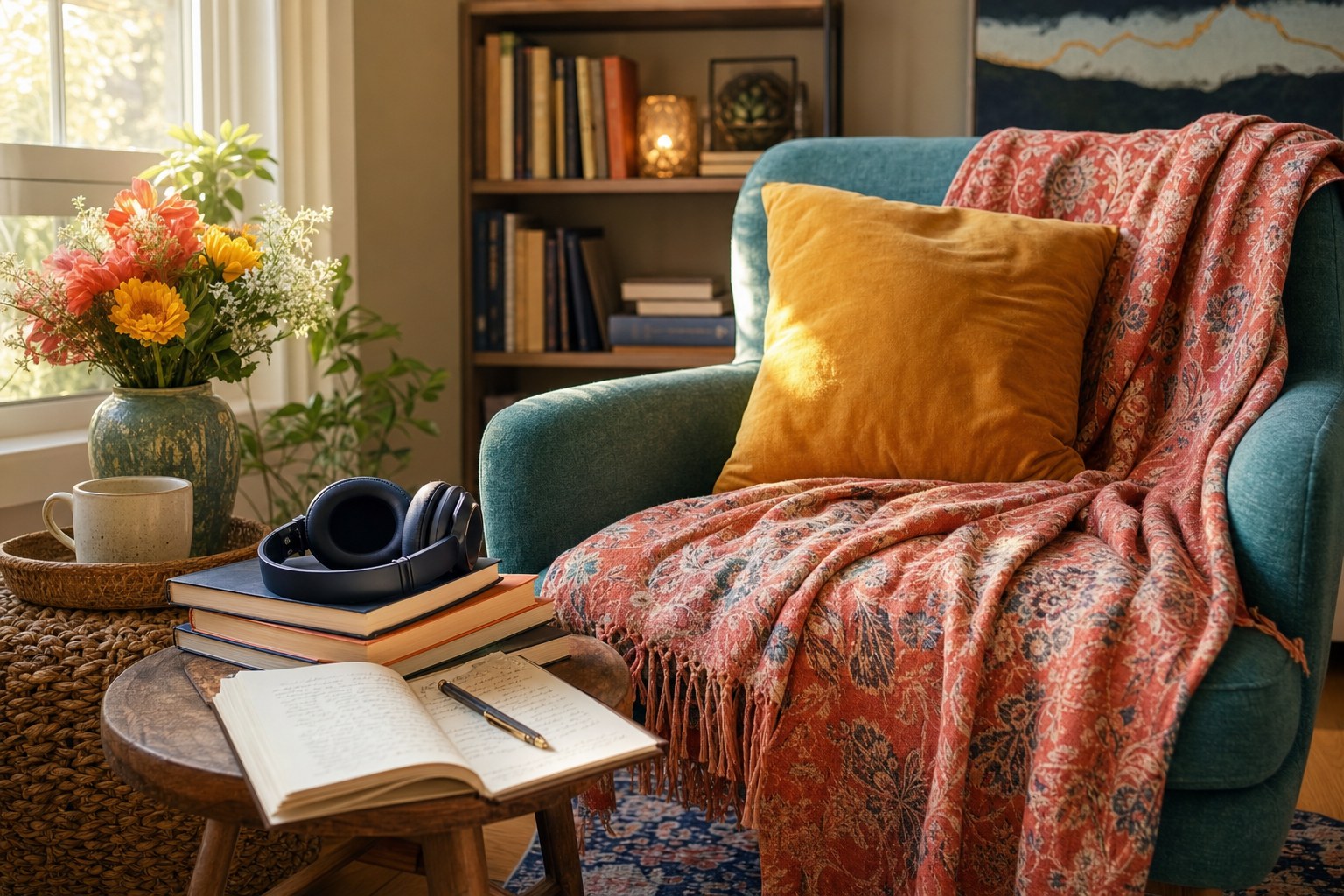 A colorful, welcoming place to settle in with a book