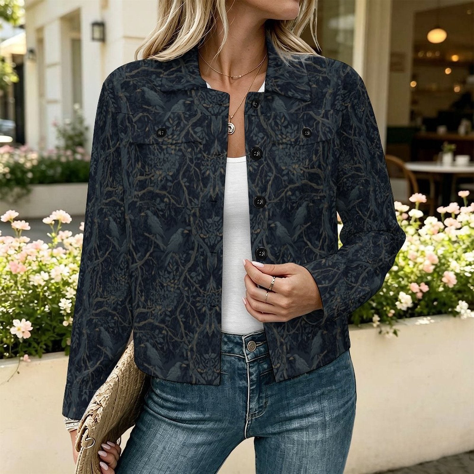 William Morris inspired dark crow jacket for a winter layer