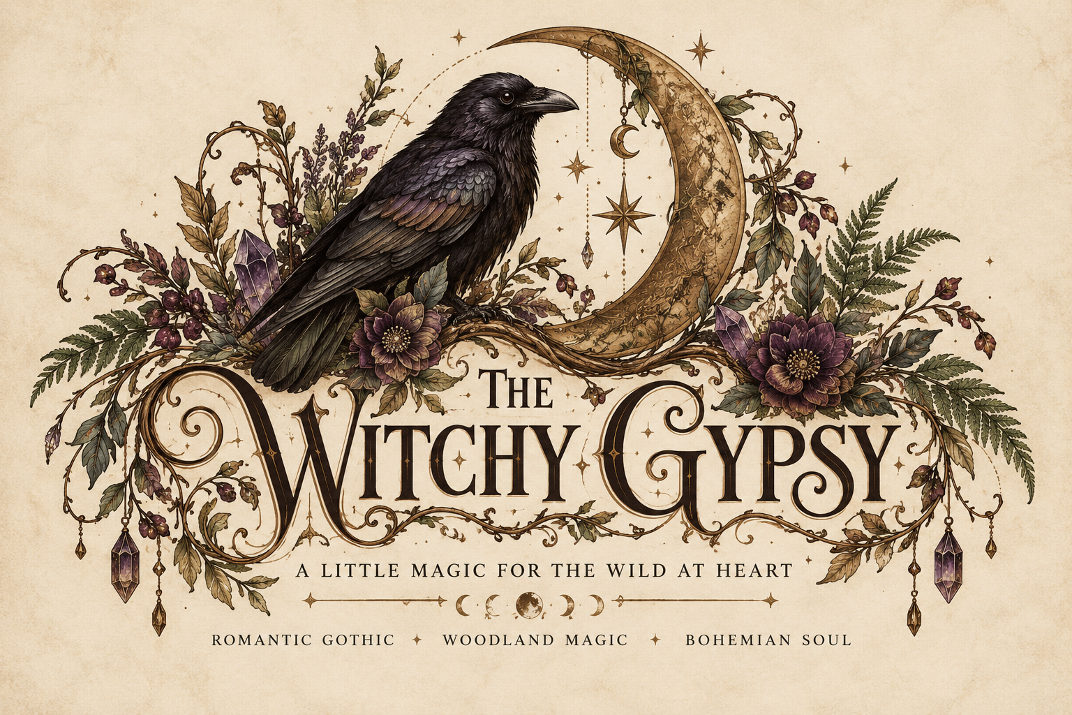 The Witchy Gypsy. A little magic for the wild at heart. Romantic Gothic, Woodland Magic, Bohemian Soul.