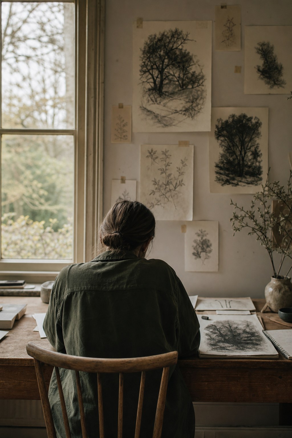 Creative worktable by a window