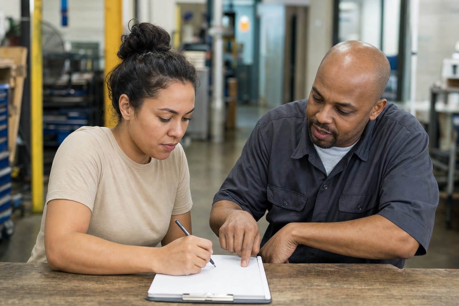 A supervisor and employee agreeing on a clear next step together.