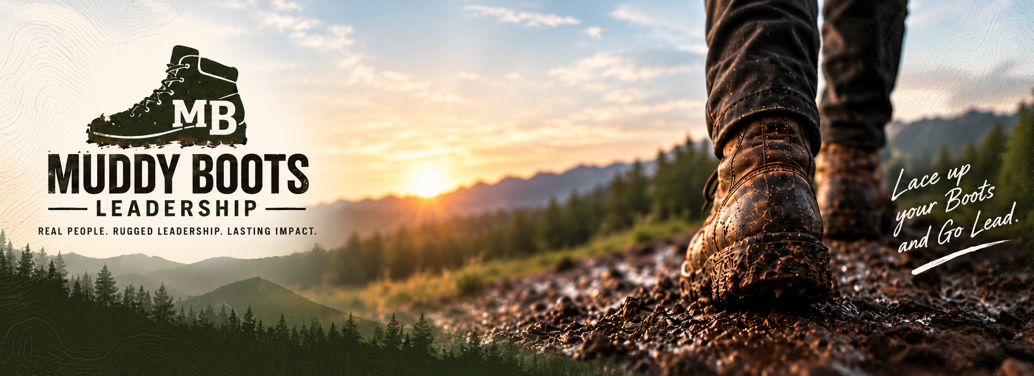 Muddy Boots Leadership. Real people. Rugged leadership. Lasting impact. Lace up your boots and go lead.
