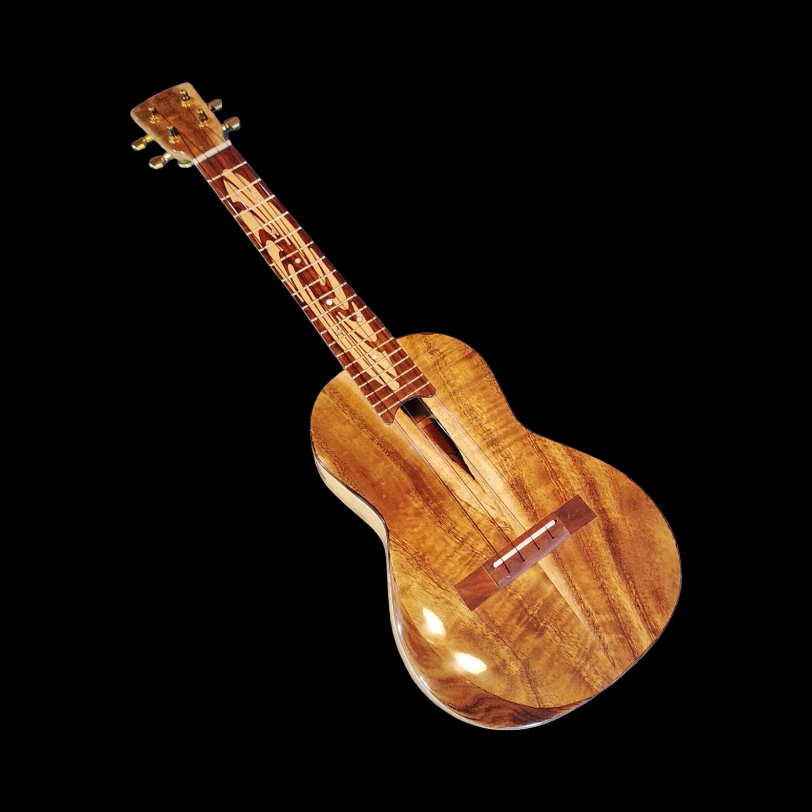 Koa live-edge tenor ukulele with rosewood accents