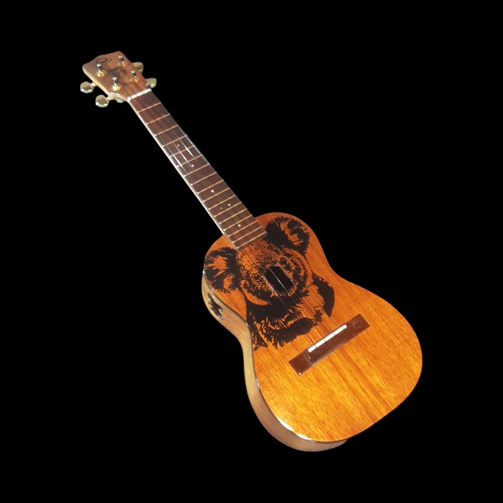 Koa tenor ukulele with koala inlay