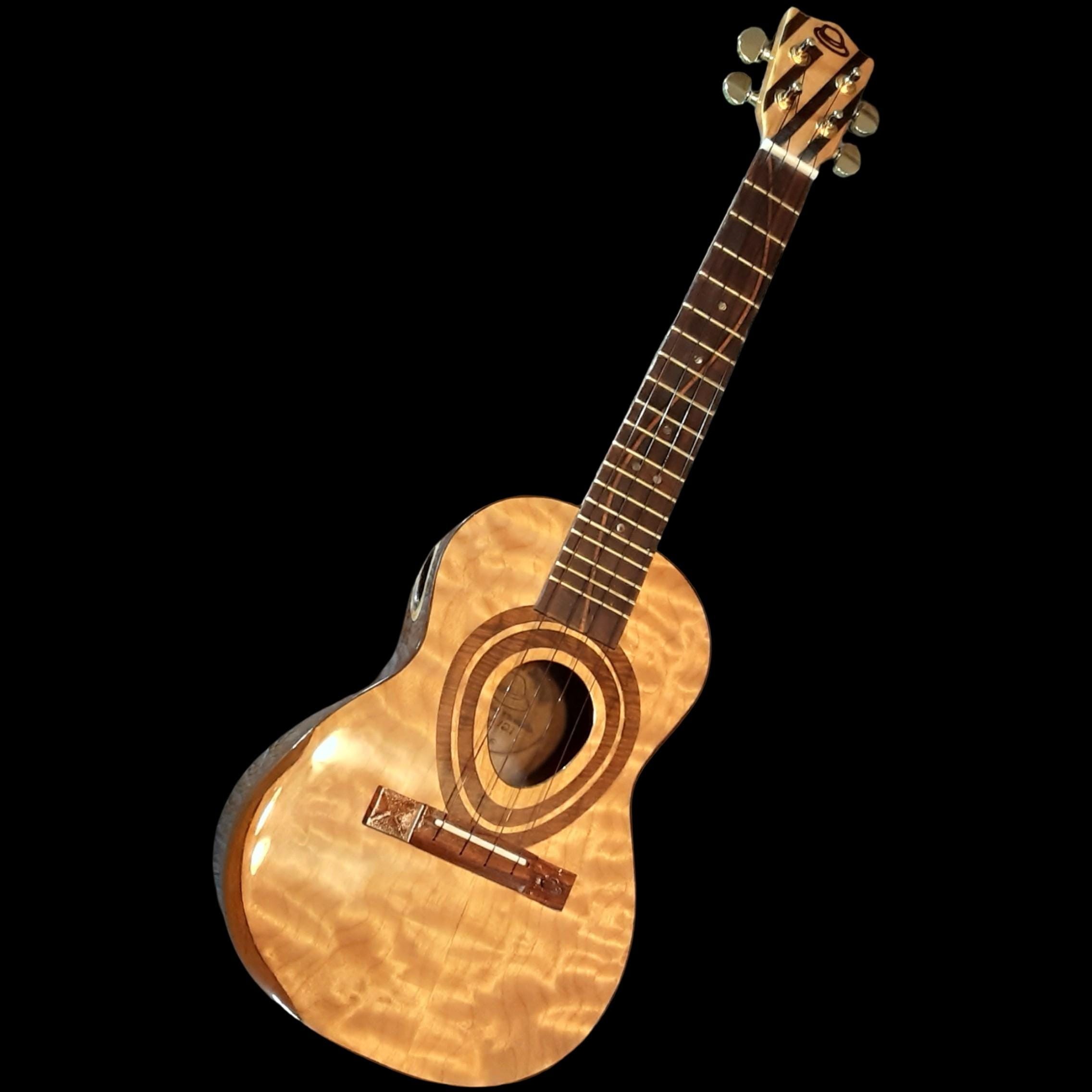 Flame maple top tenor ukulele with Bastogne walnut