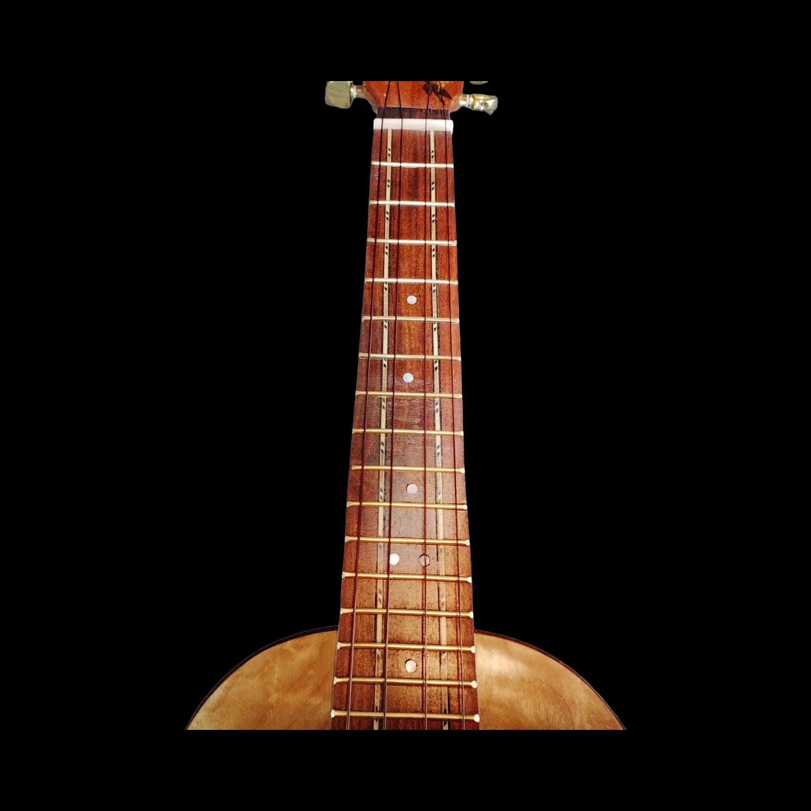 Flame maple tenor ukulele detail