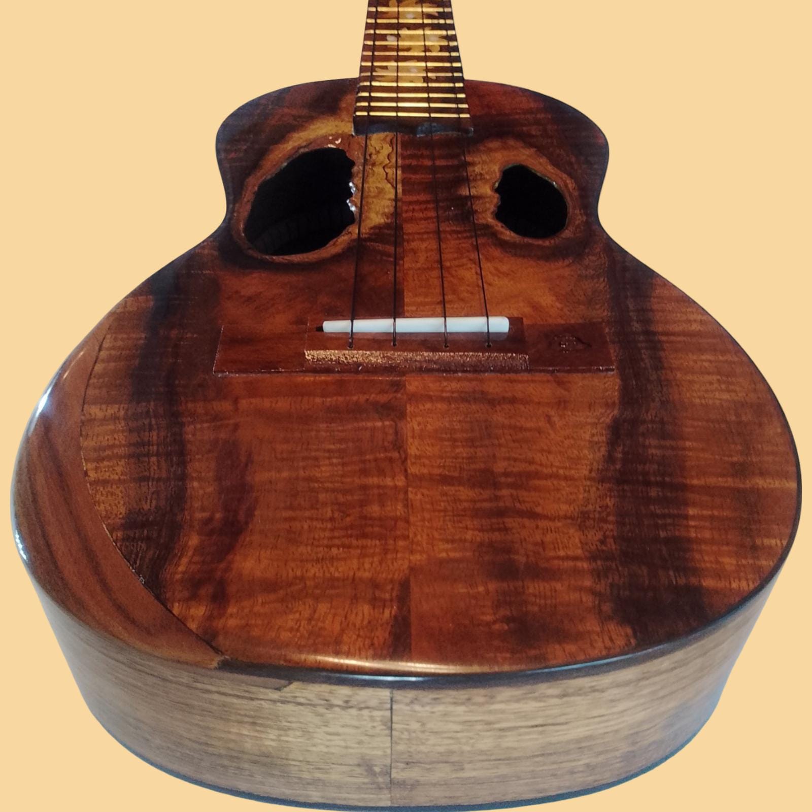 Koa tenor ukulele detail