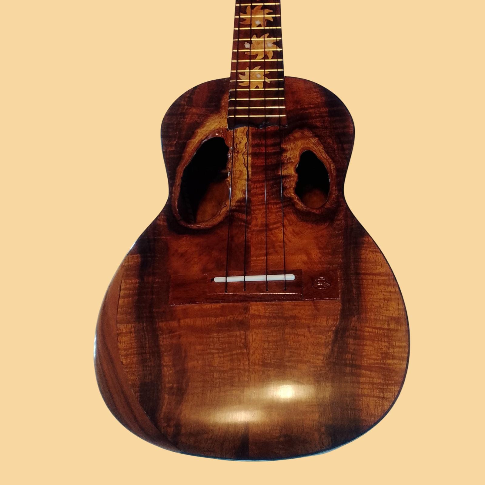 Koa tenor ukulele body detail
