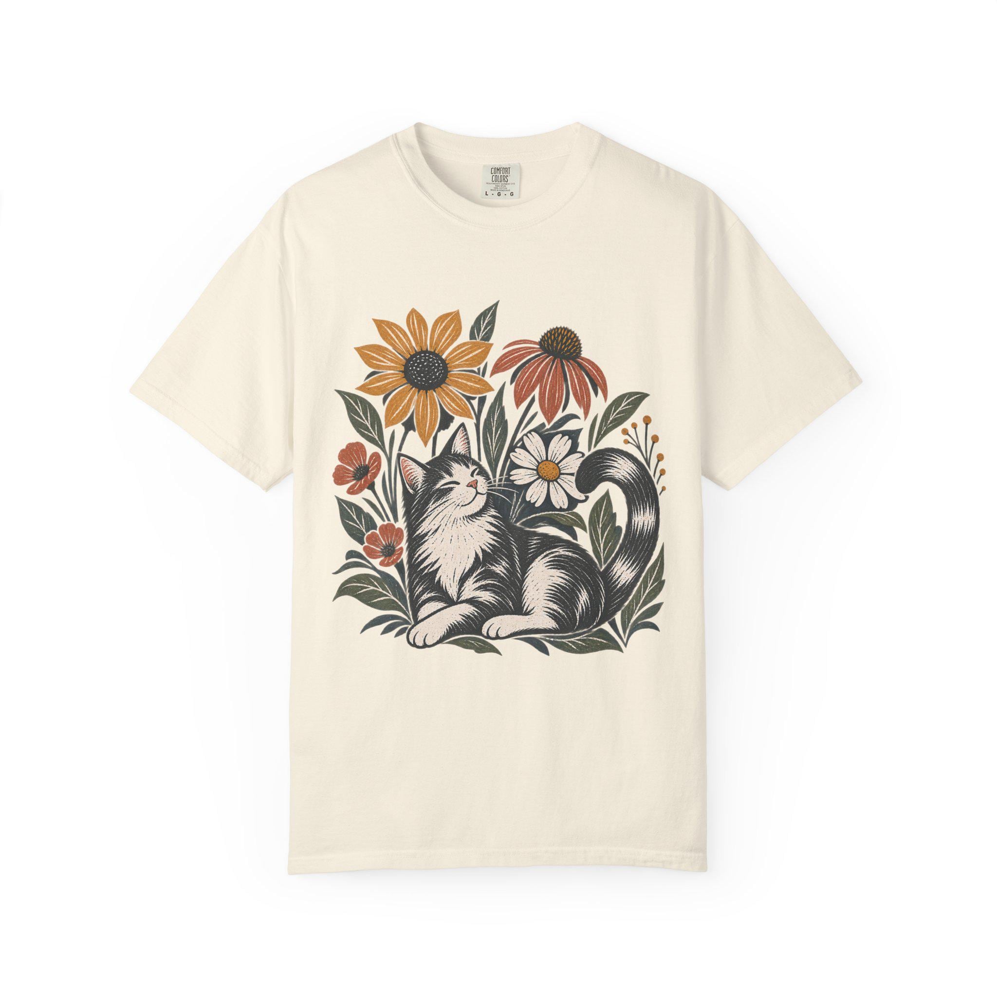 Cat and Flowers T-shirt | Floral Cat Tee product photo 10