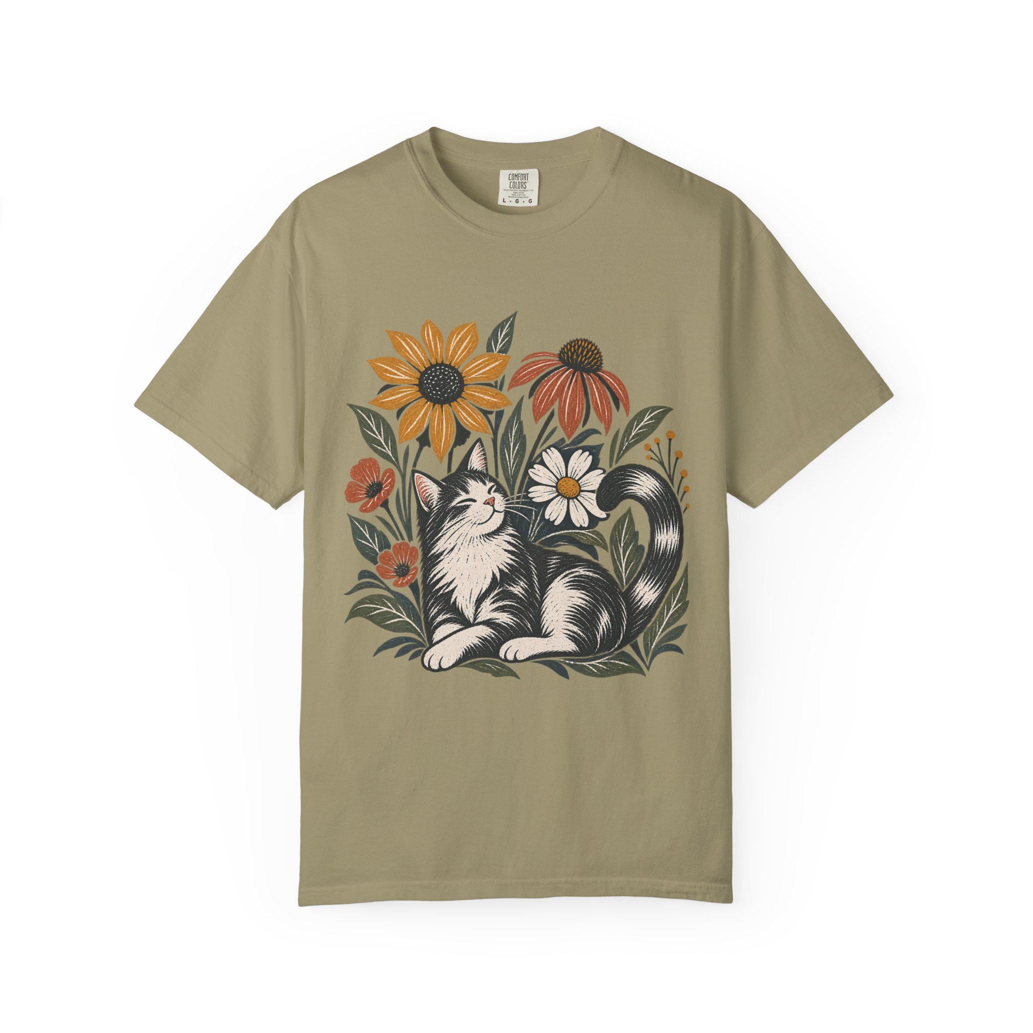 Cat and Flowers T-shirt | Floral Cat Tee product photo 11