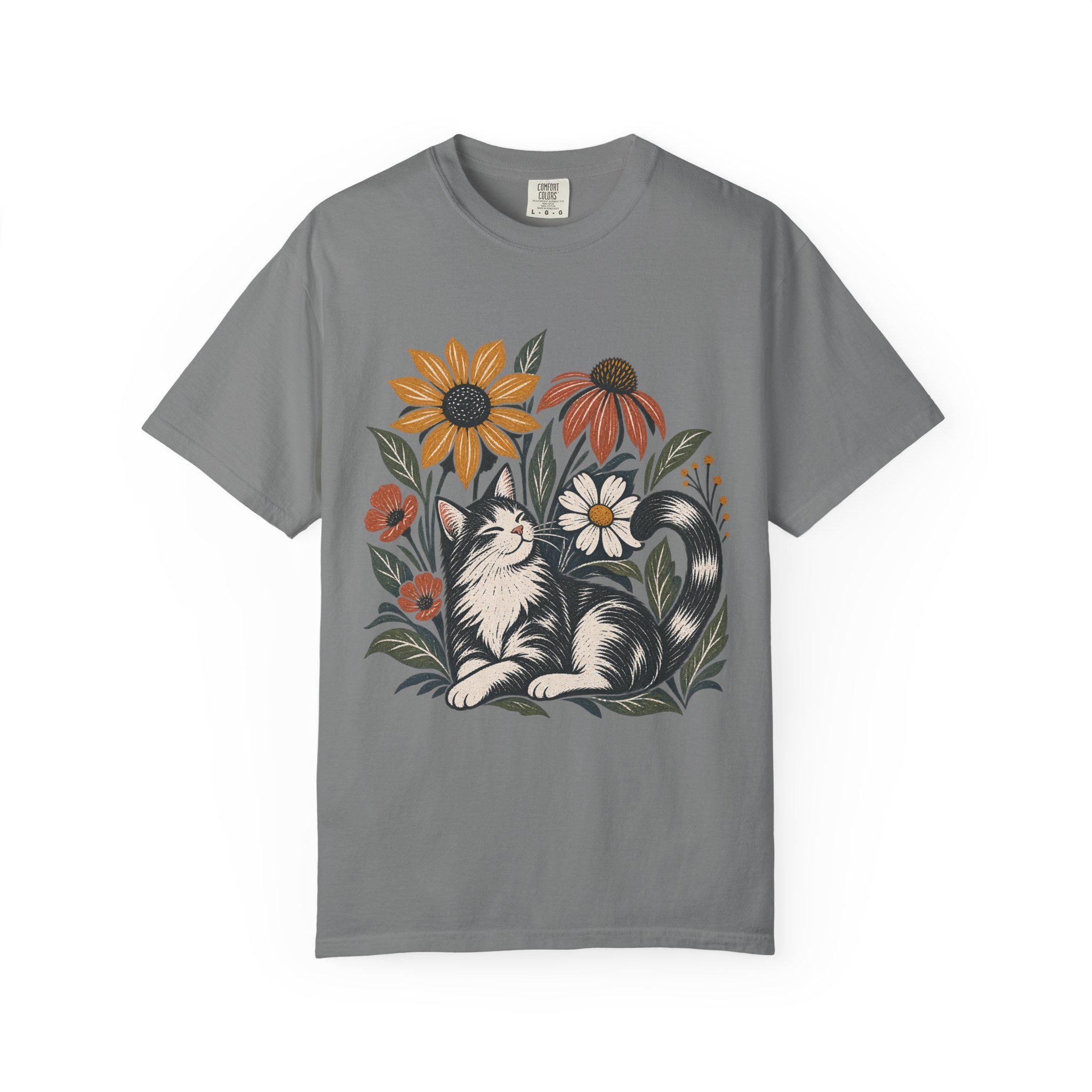 Cat and Flowers T-shirt | Floral Cat Tee product photo 13