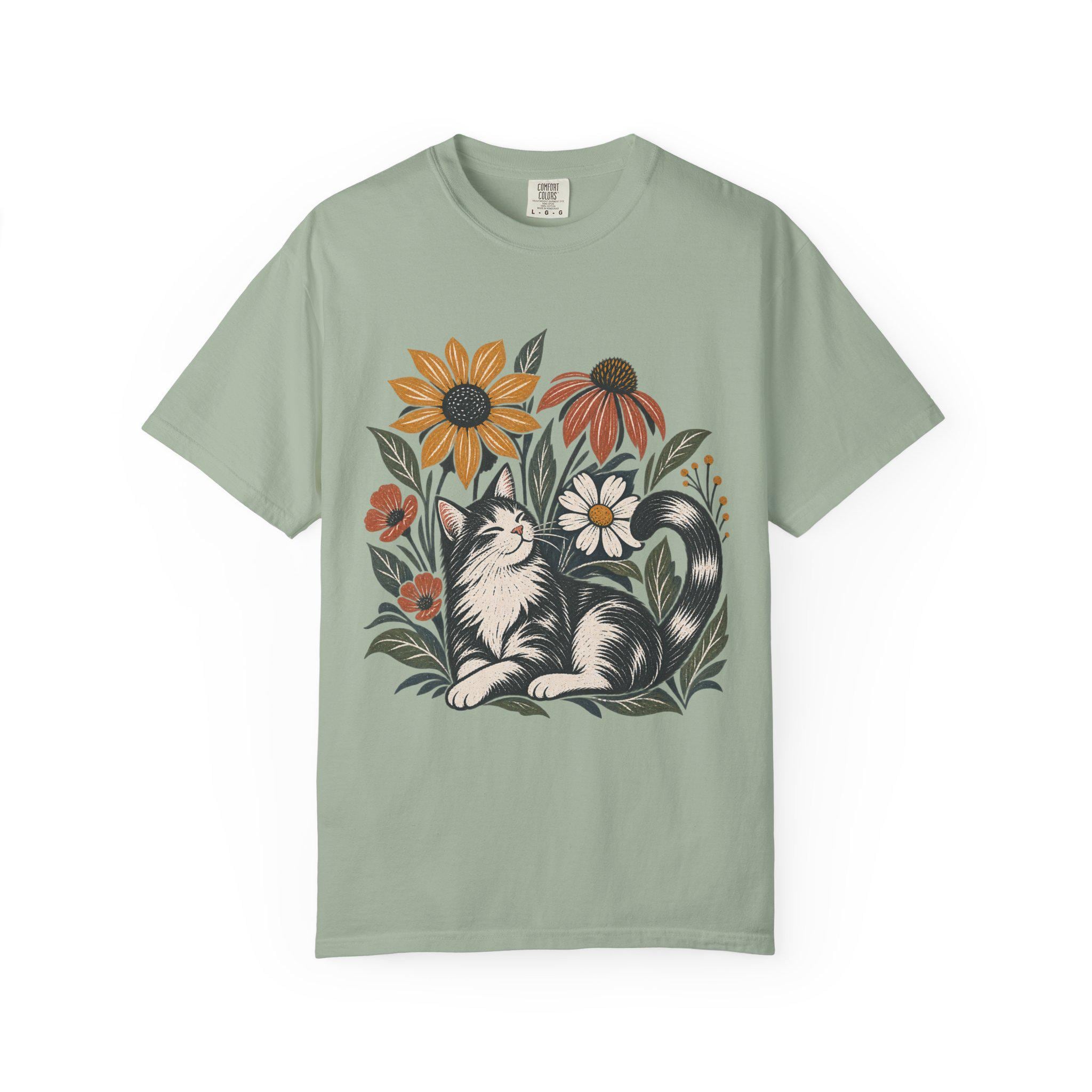 Cat and Flowers T-shirt | Floral Cat Tee product photo 14