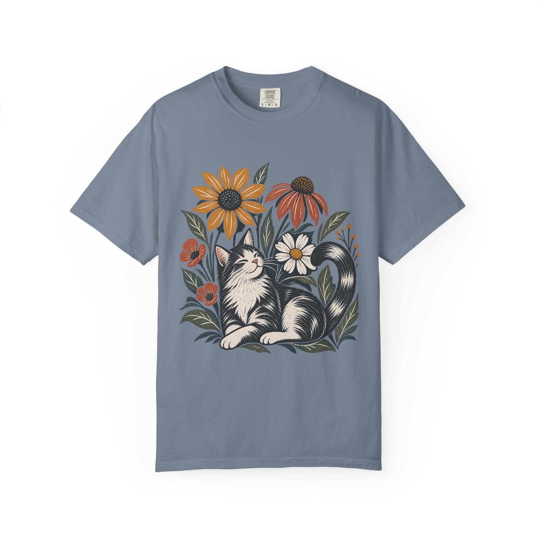 Cat and Flowers T-shirt | Floral Cat Tee product photo 15
