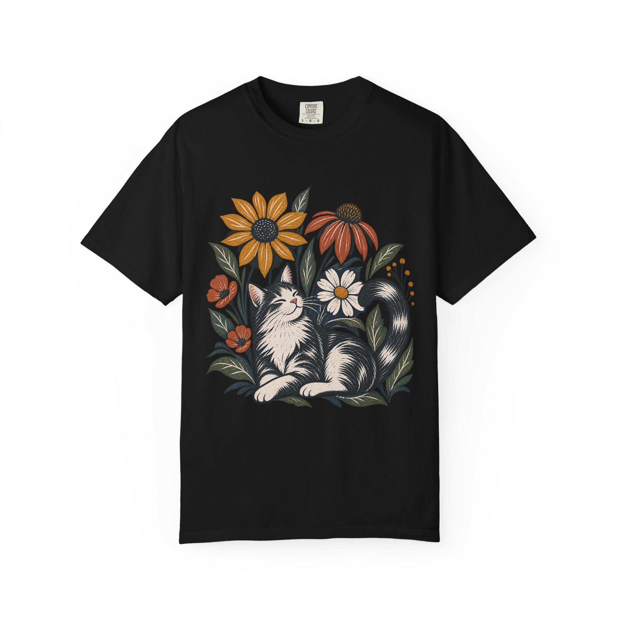 Cat and Flowers T-shirt | Floral Cat Tee product photo 16