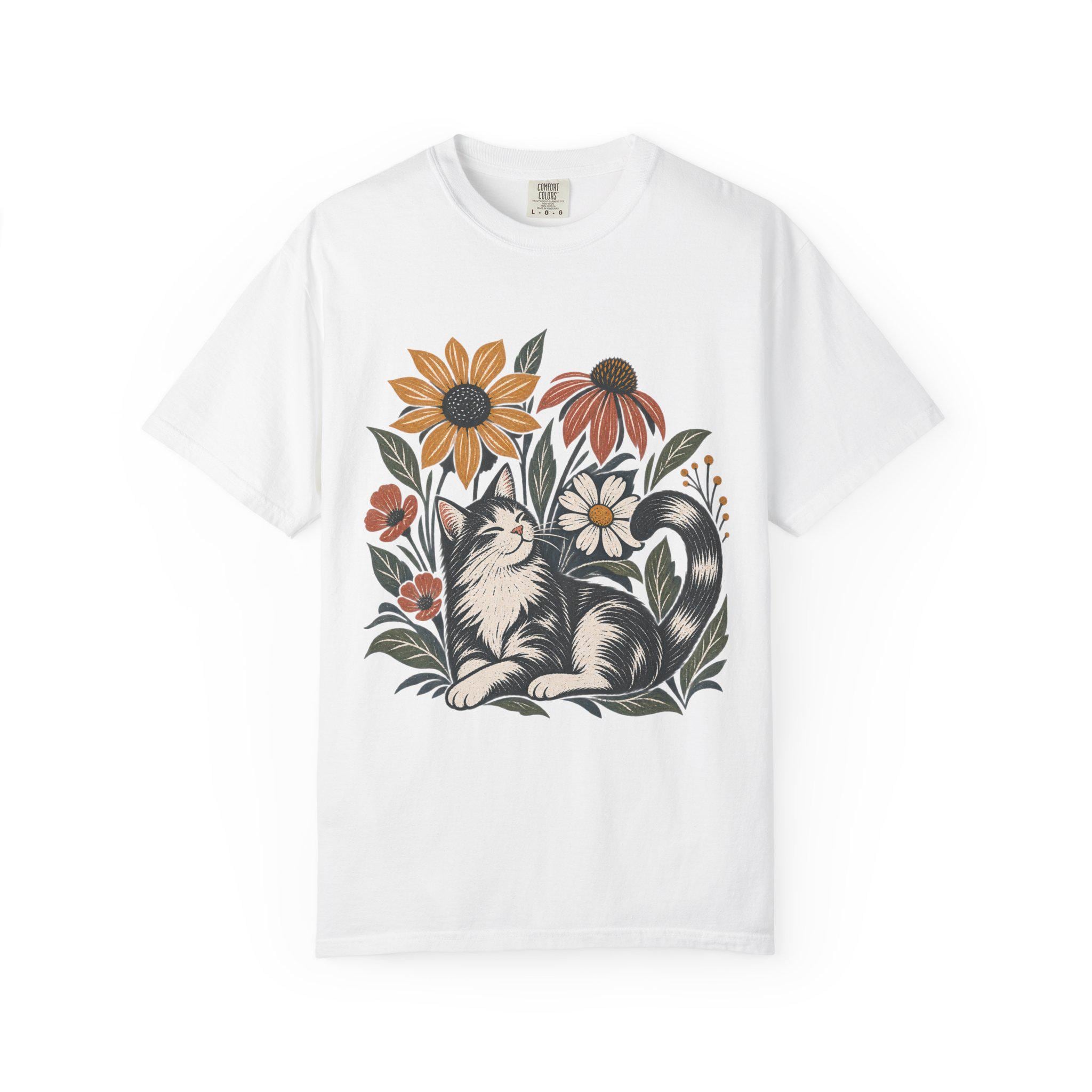 Cat and Flowers T-shirt | Floral Cat Tee product photo 9