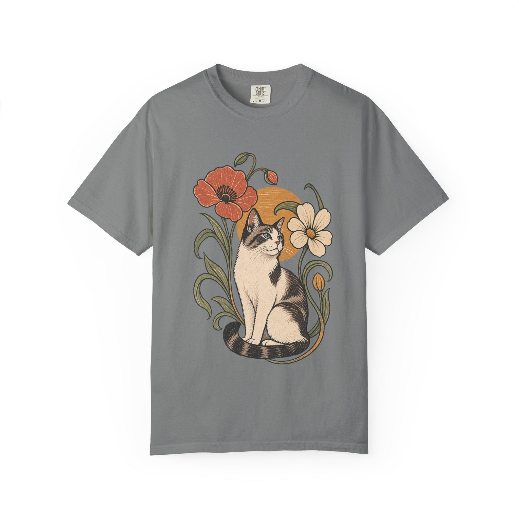 Cat In The Garden T-shirt | Floral Cat Tee product photo 13