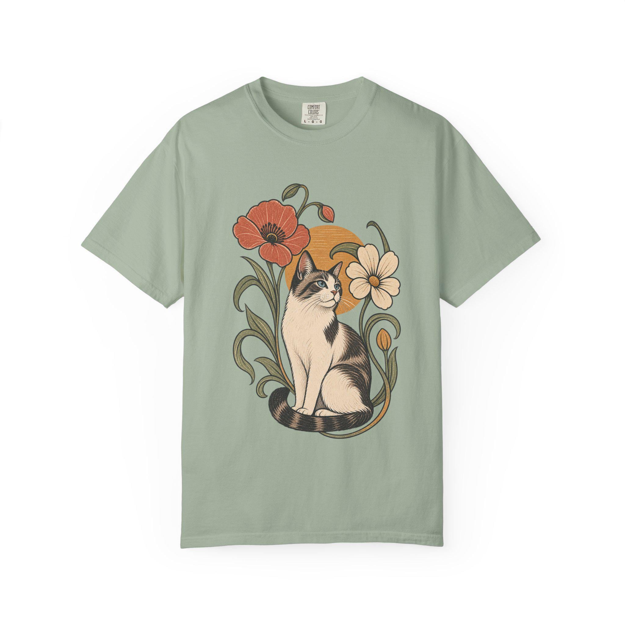 Cat In The Garden T-shirt | Floral Cat Tee product photo 14