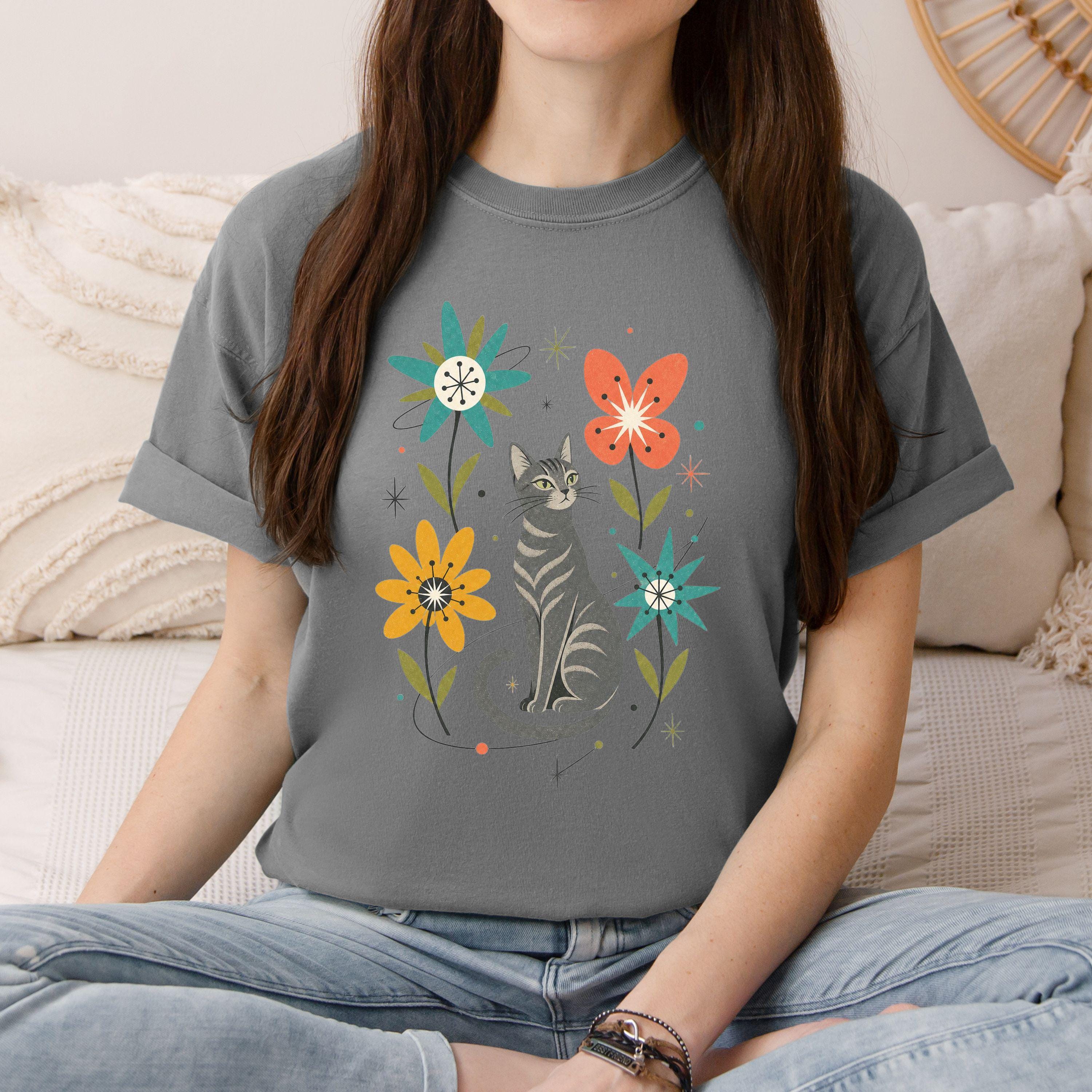 Black Cat Atomic Mid-Century- Retro Cat T-shirt product photo 5