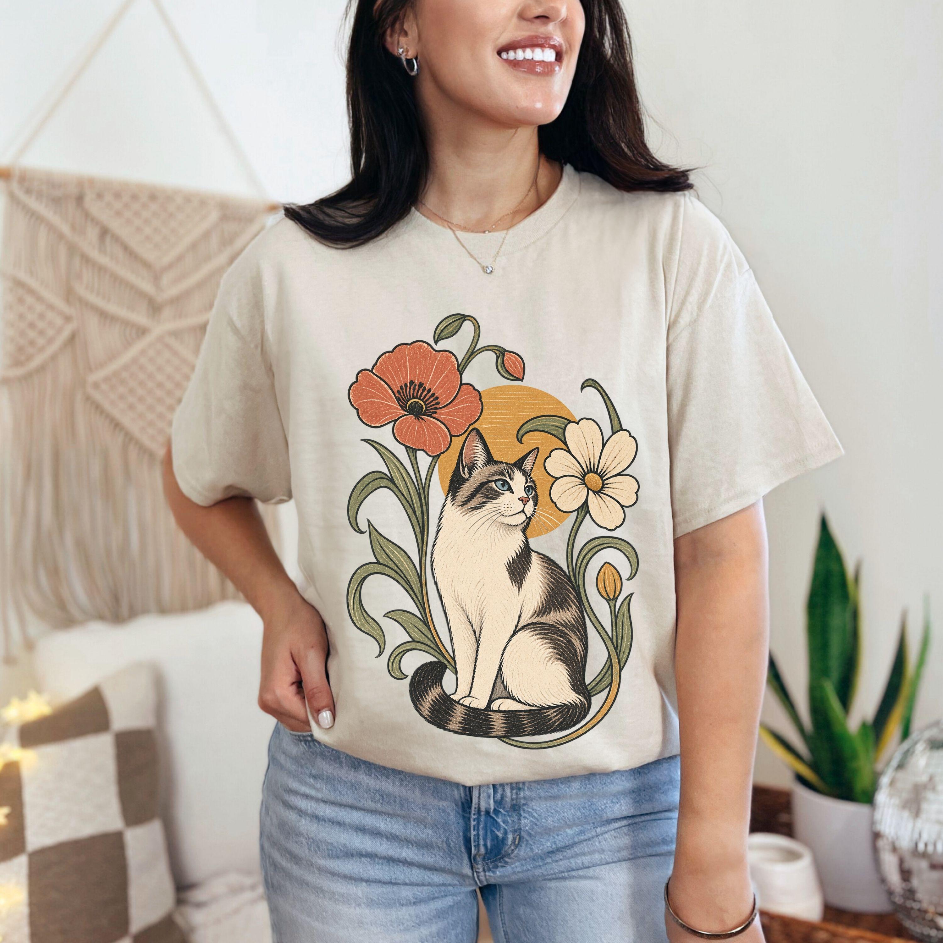 Cat In The Garden T-shirt | Floral Cat Tee product photo 6