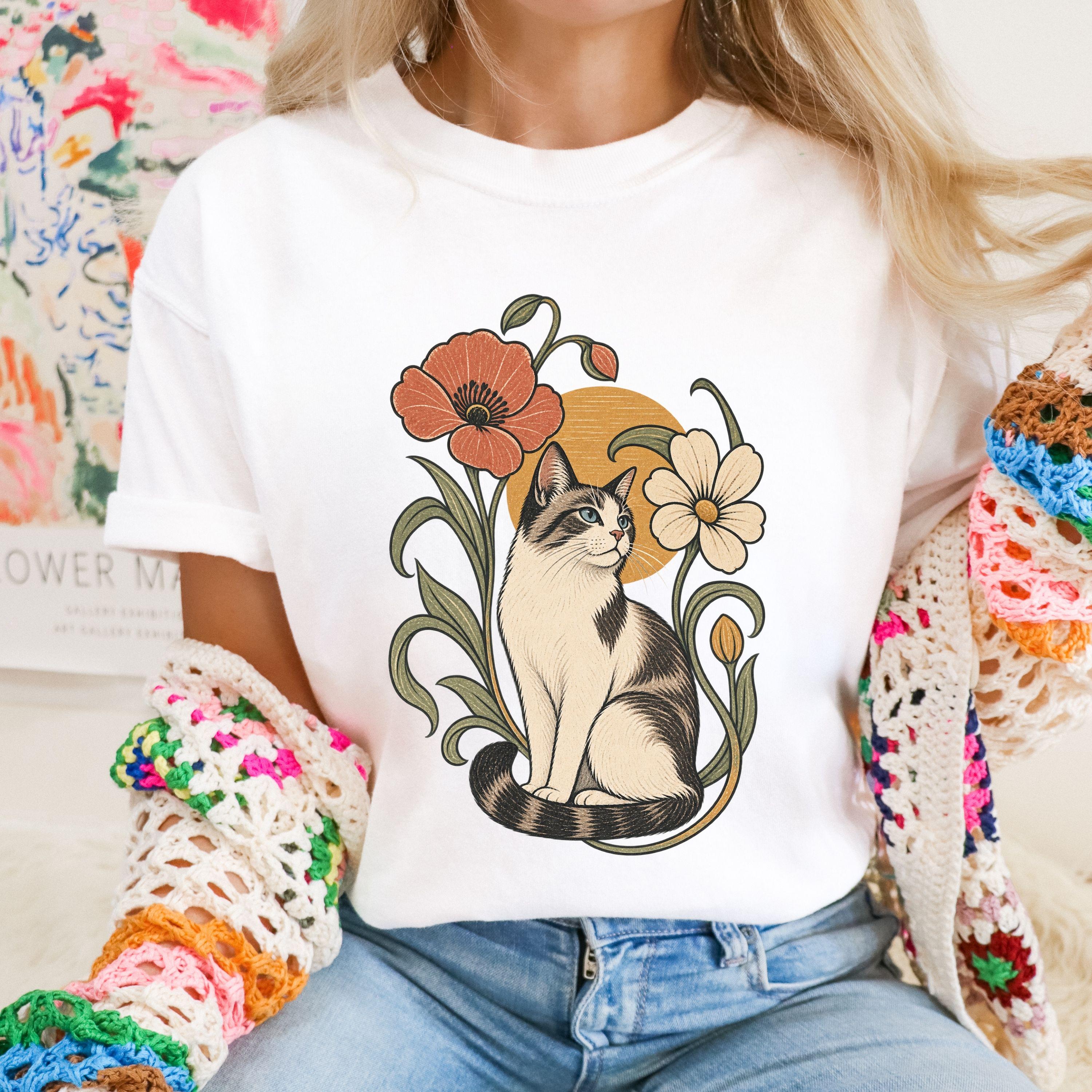 Cat In The Garden T-shirt | Floral Cat Tee product photo 8