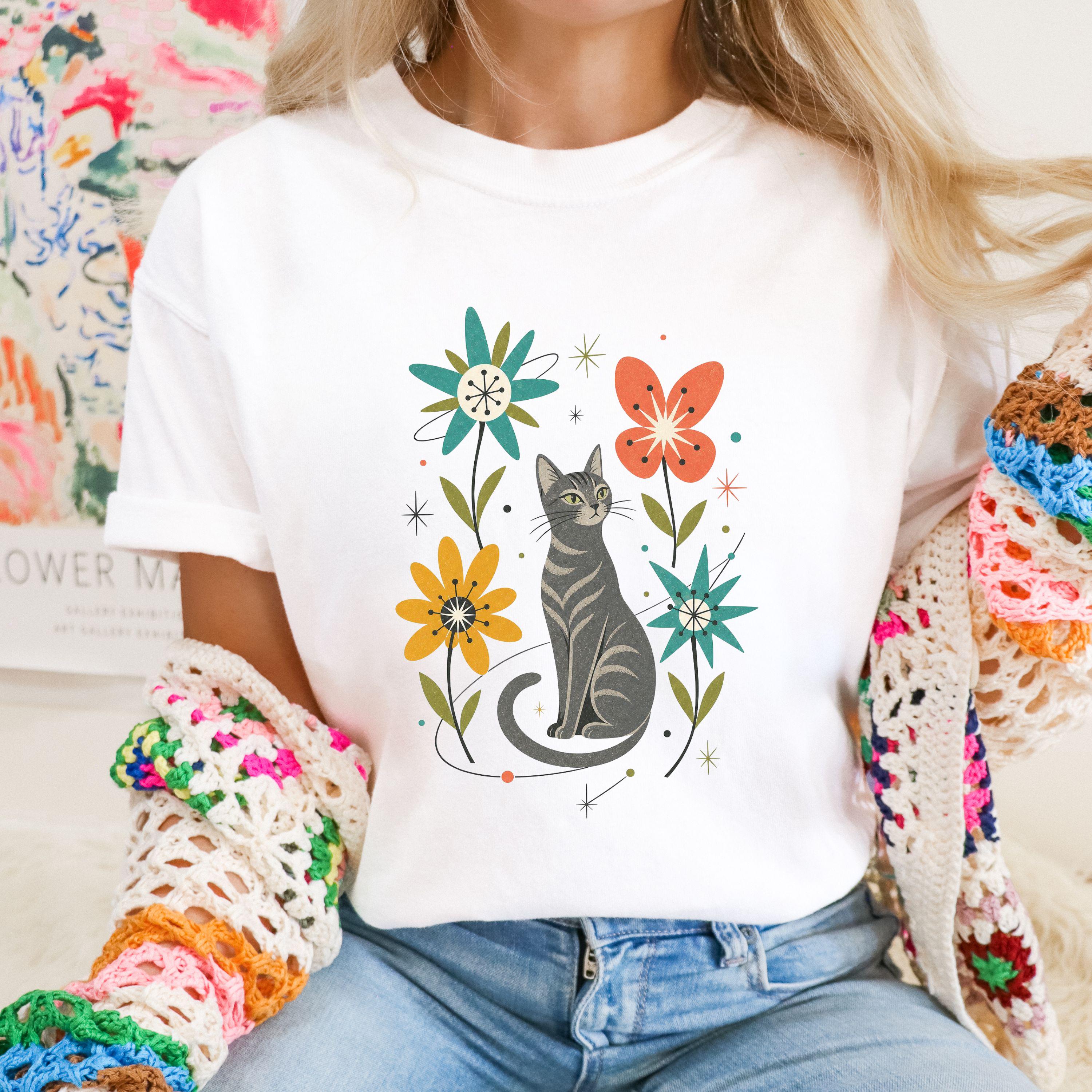 Black Cat Atomic Mid-Century- Retro Cat T-shirt product photo 8